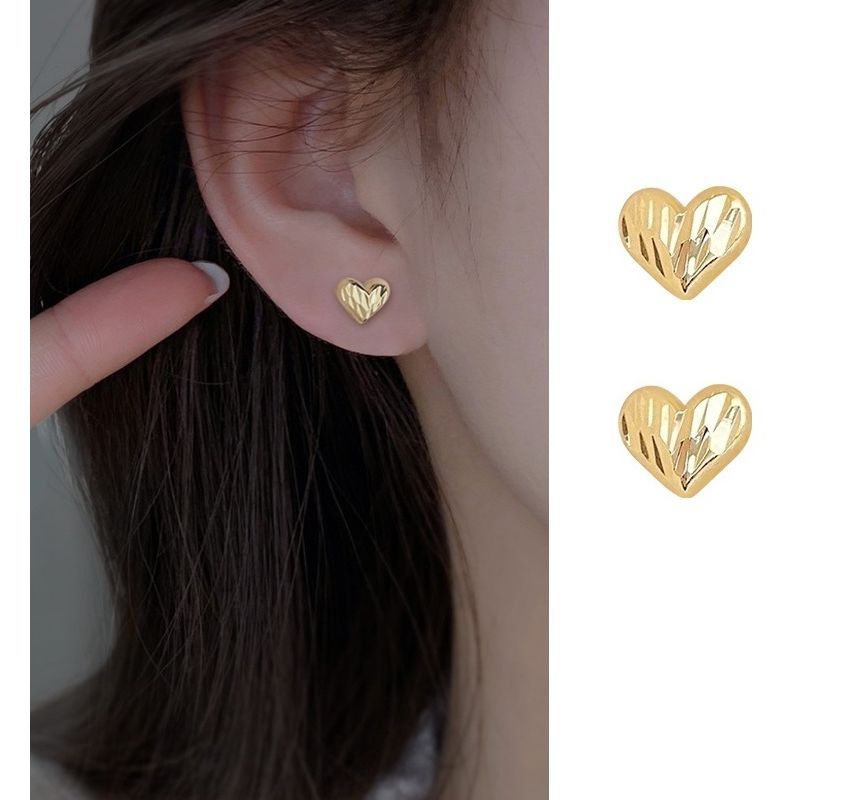 Sterling Silver Heart Earring Textured