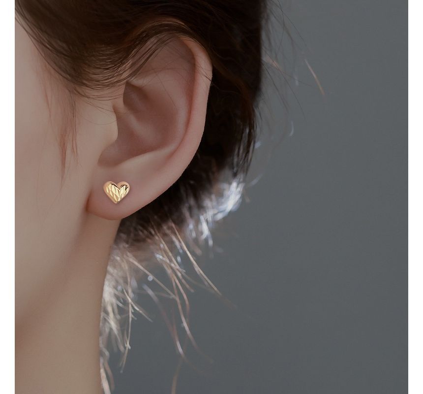 Sterling Silver Heart Earring Textured