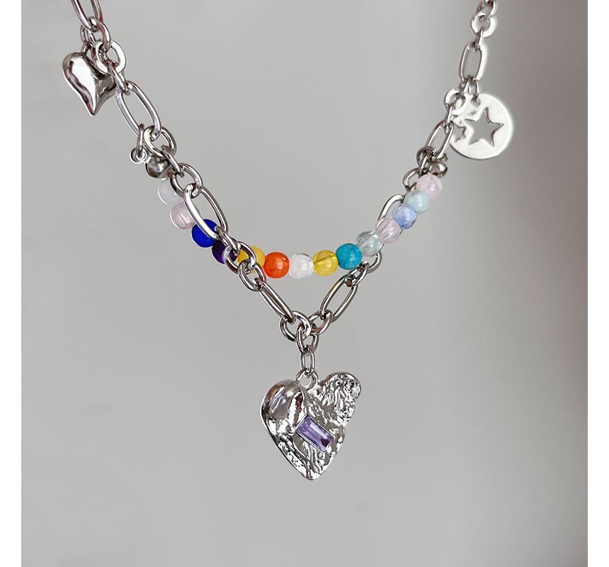 Sterling Choker Silver Heart Bead Pendant