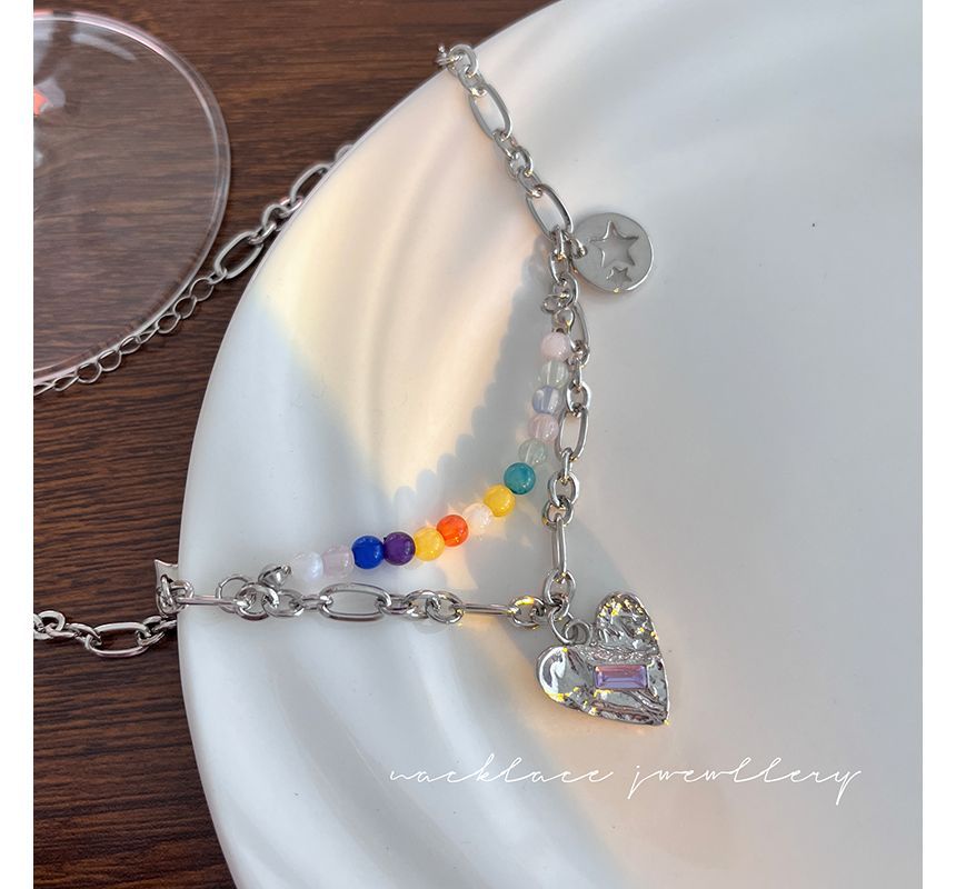 Sterling Choker Silver Heart Bead Pendant
