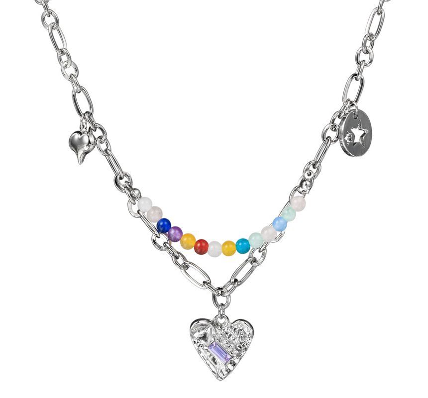 Sterling Choker Silver Heart Bead Pendant