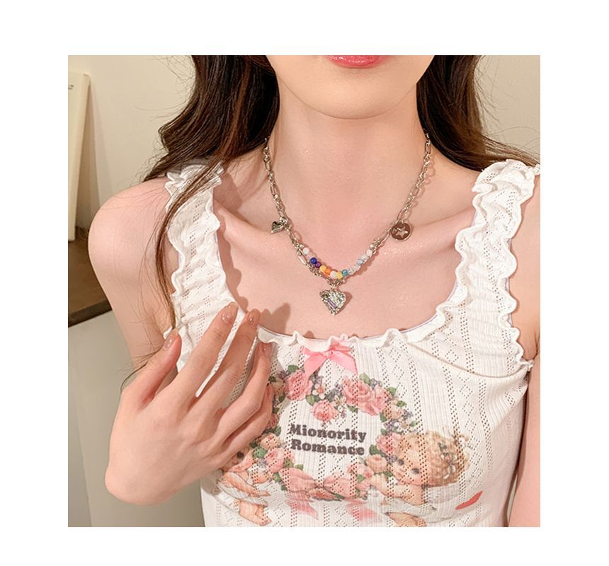 Sterling Choker Silver Heart Bead Pendant