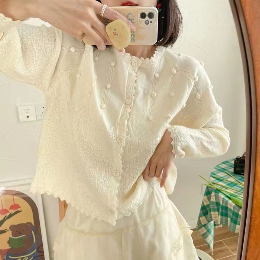 Crewneck Button-Up Cardigan