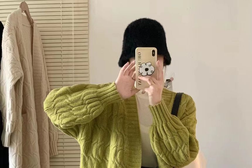 Twist Knit Open Front Long Cardigan