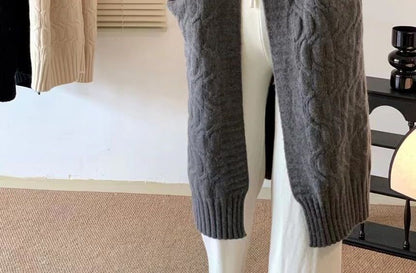 Twist Knit Open Front Long Cardigan