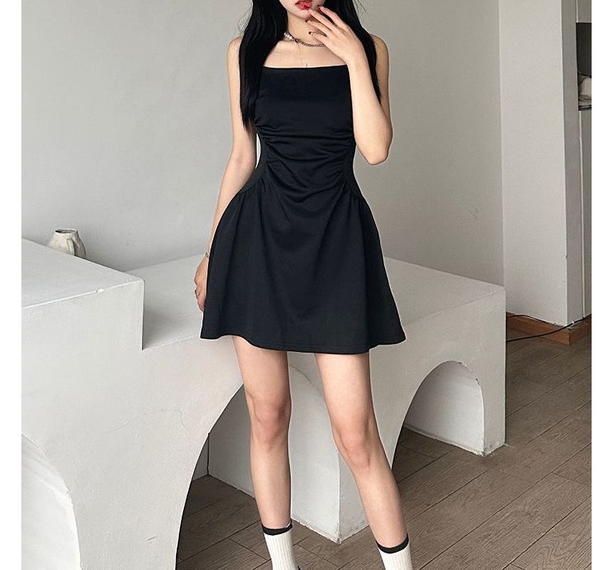 Thin Strap Square Neck Mini A-Line Dress