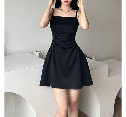 Thin Strap Square Neck Mini A-Line Dress