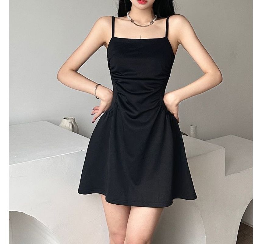 Thin Strap Square Neck Mini A-Line Dress