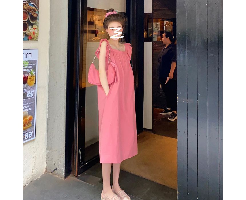 Thin Strap Plain Mini Dress