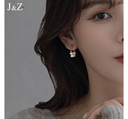 Faux Alloy Pearl Hoop Chain Earring