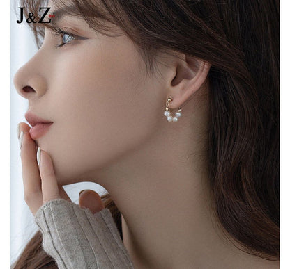 Faux Alloy Pearl Hoop Chain Earring