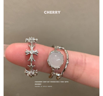 Moonstone Open Cross / Set Faux Ring