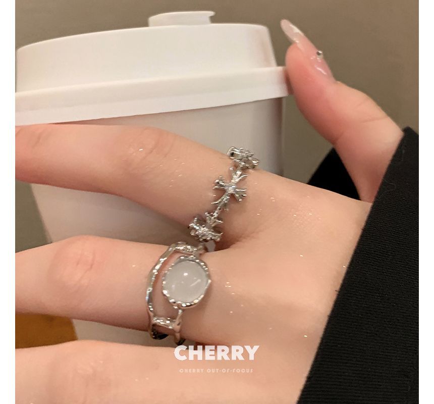 Moonstone Open Cross / Set Faux Ring