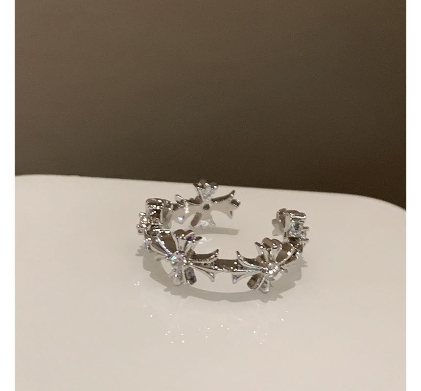 Moonstone Open Cross / Set Faux Ring