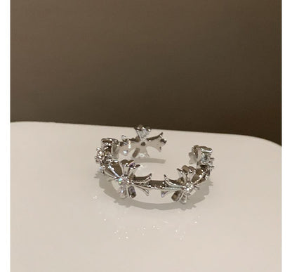 Moonstone Open Cross / Set Faux Ring