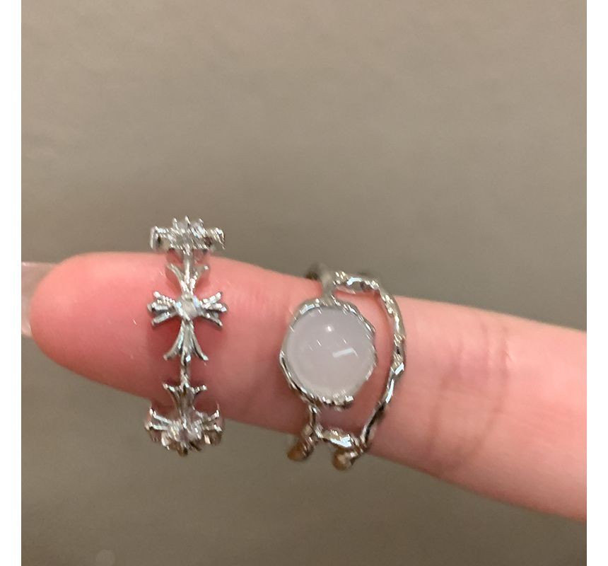 Moonstone Open Cross / Set Faux Ring