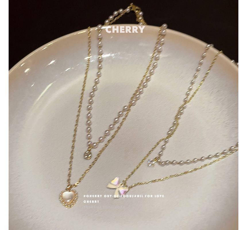 Pearl Necklace Layered Faux