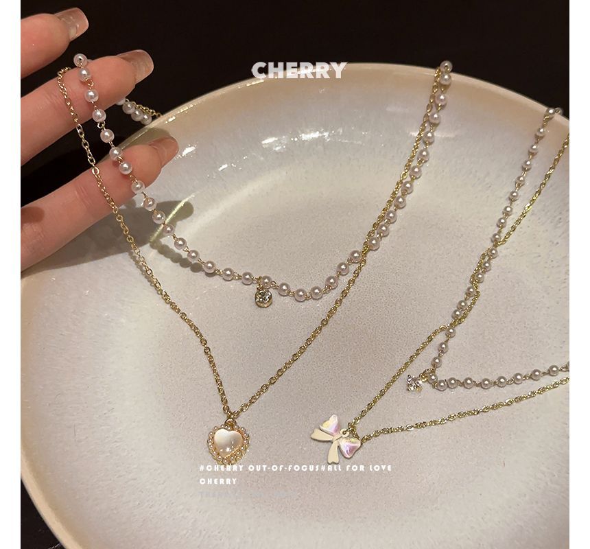 Pearl Necklace Layered Faux