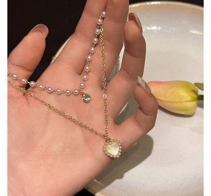 Pearl Necklace Layered Faux