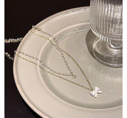 Pearl Necklace Layered Faux