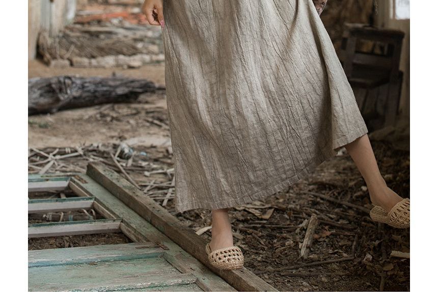 Thin Strap Scoop Neck Tie Dye Midi Shift Dress