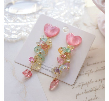 Dangle Earring Floral Acrylic Heart