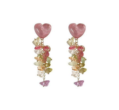 Dangle Earring Floral Acrylic Heart