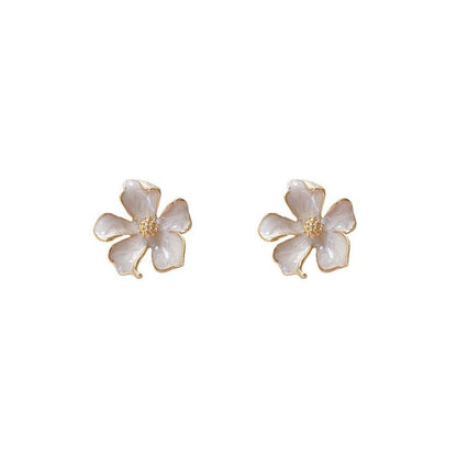 Earring Stud Glaze Floral Alloy