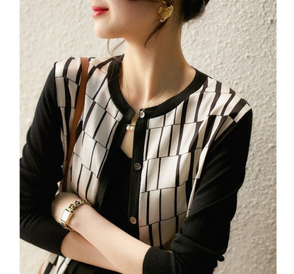 Plaid Button-Front Cardigan