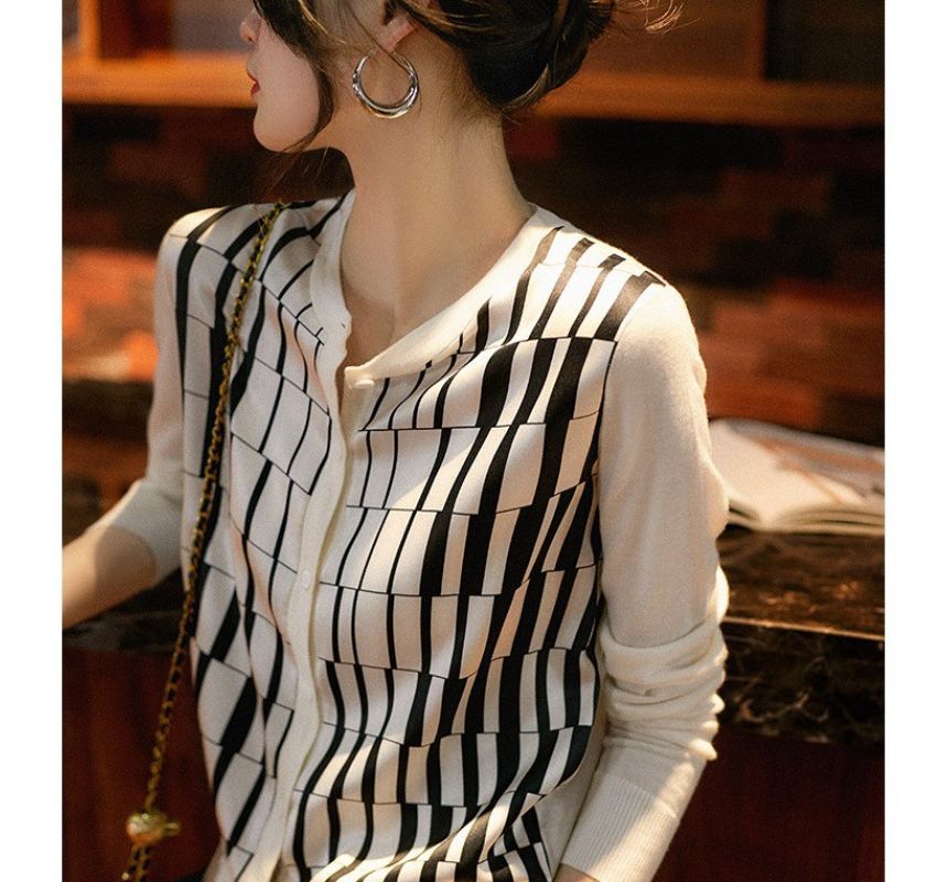 Plaid Button-Front Cardigan