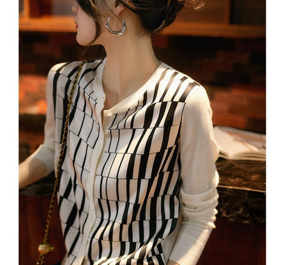 Plaid Button-Front Cardigan