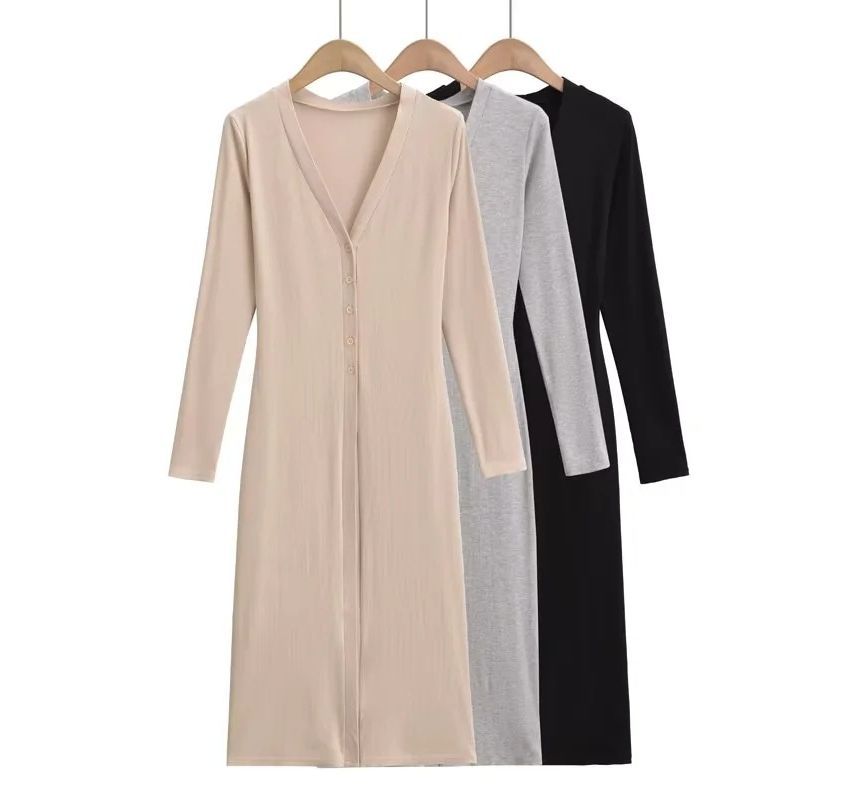 V-Neck Long Sleeve Knit Cardigan