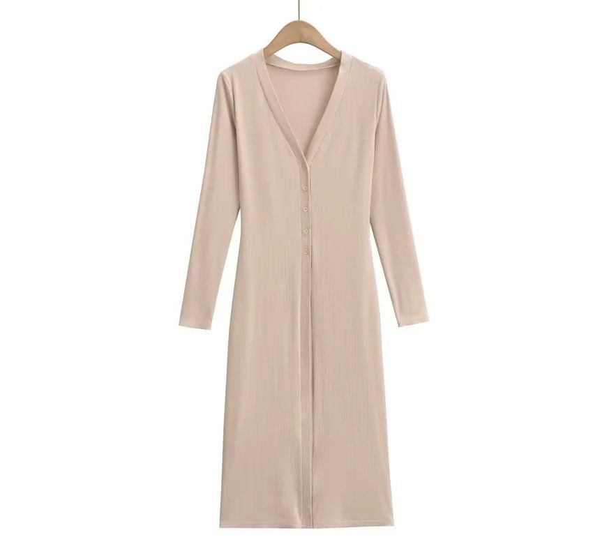V-Neck Long Sleeve Knit Cardigan