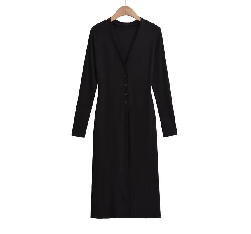 V-Neck Long Sleeve Knit Cardigan
