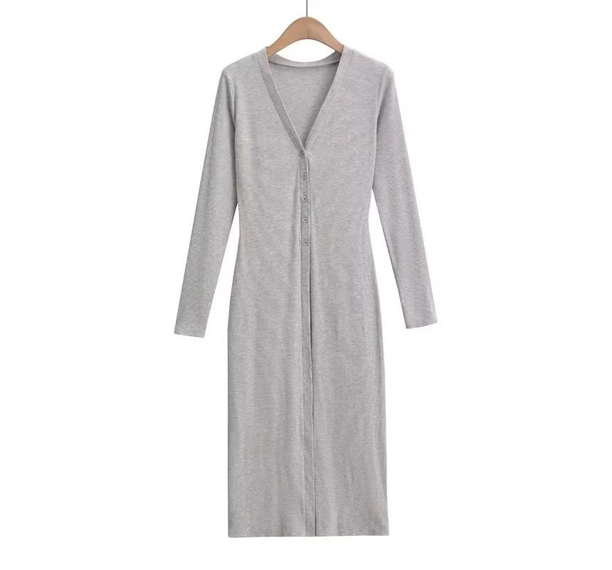 V-Neck Long Sleeve Knit Cardigan