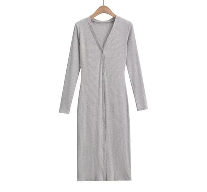 V-Neck Long Sleeve Knit Cardigan