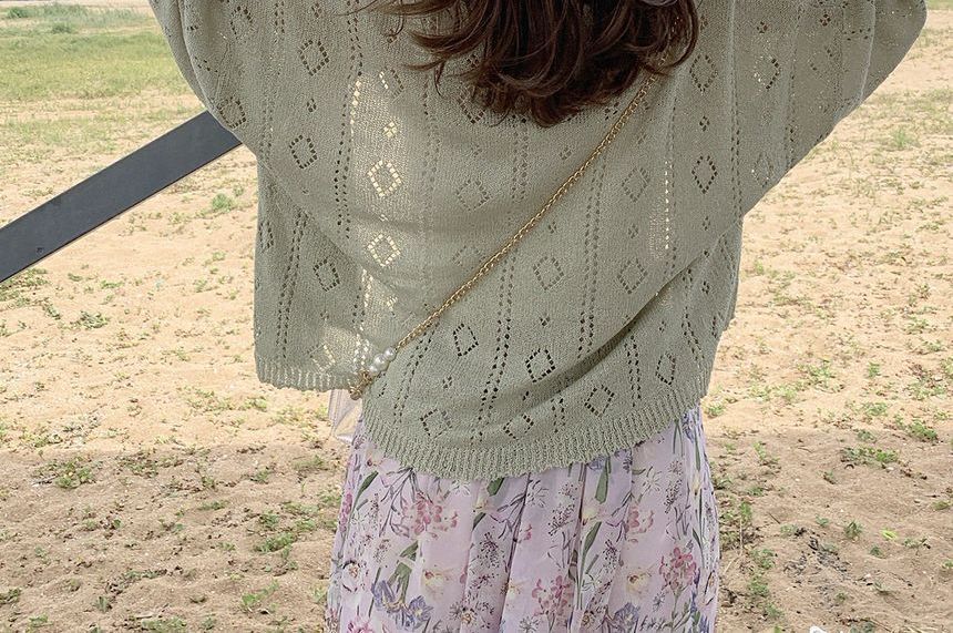 Perforated Knit Cardigan