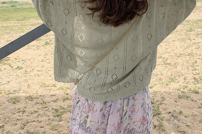 Perforated Knit Cardigan