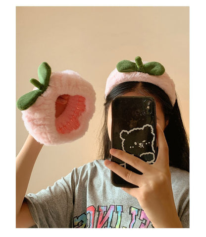 Peach Wrist Band Tie Headband Hair Chenille /