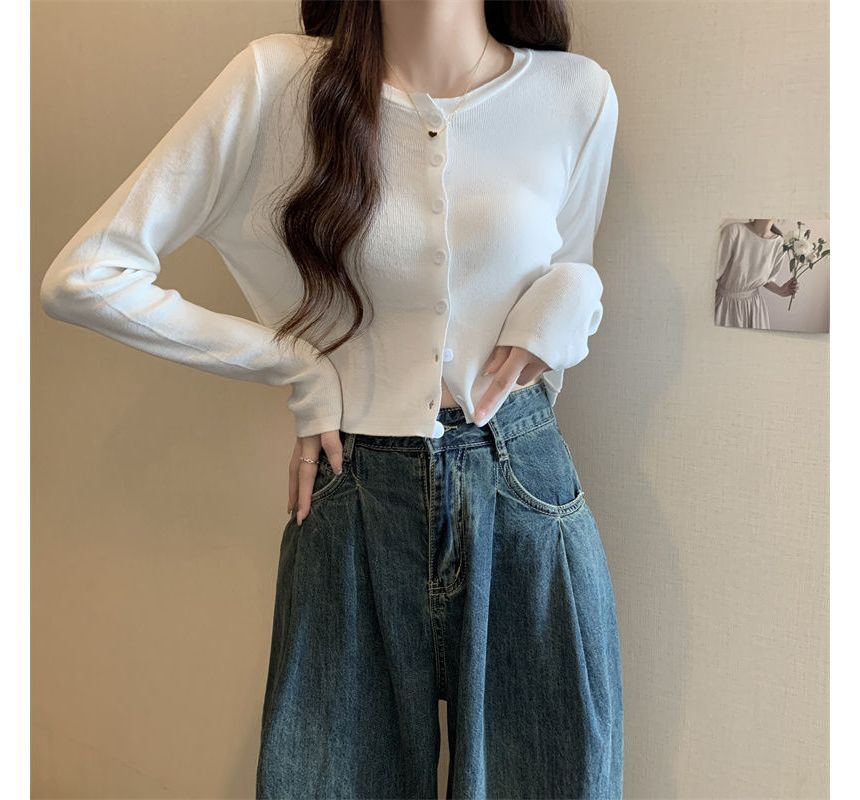Crewneck Crop Knit Cardigan