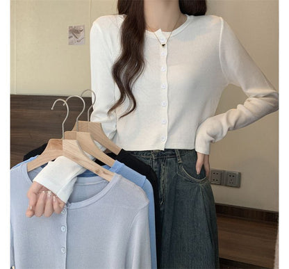 Crewneck Crop Knit Cardigan