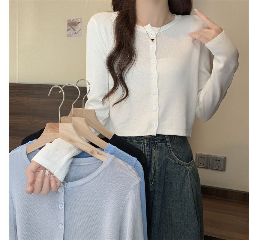 Crewneck Crop Knit Cardigan