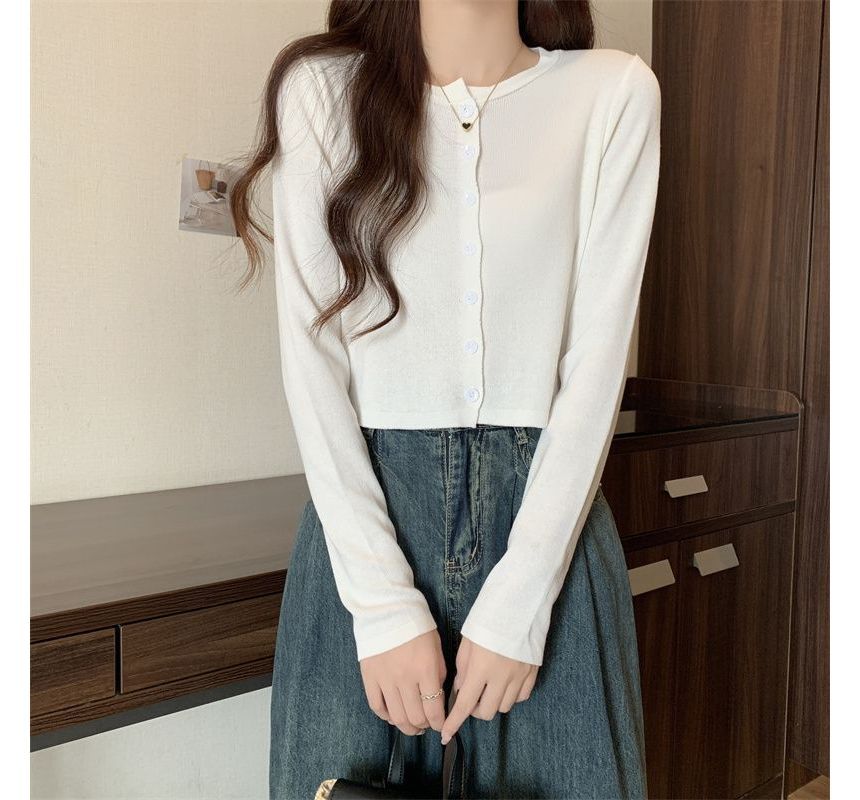 Crewneck Crop Knit Cardigan