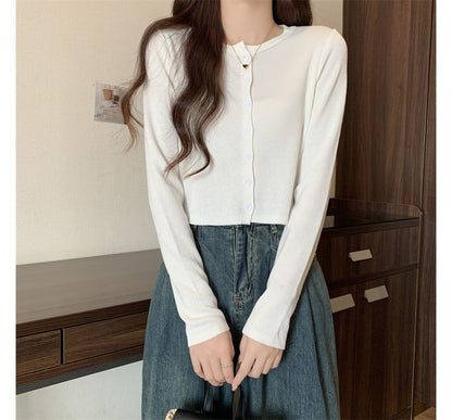 Crewneck Crop Knit Cardigan