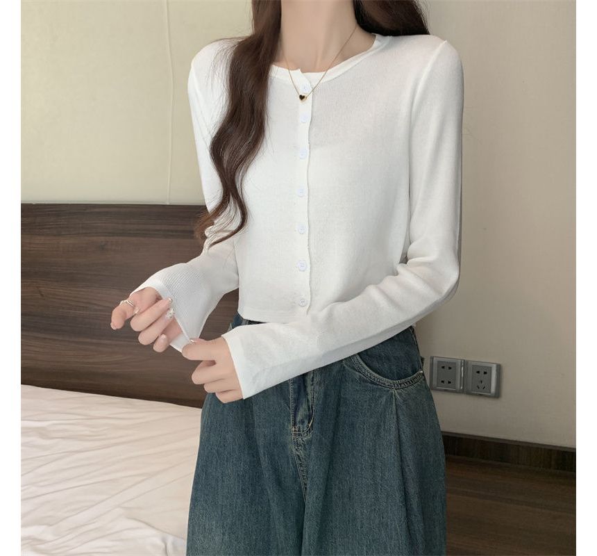 Crewneck Crop Knit Cardigan