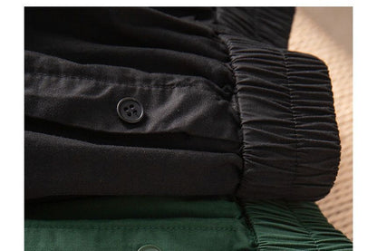 Stretch-Waist Buttoned A-Line Midi Skirt with Clean Lines
