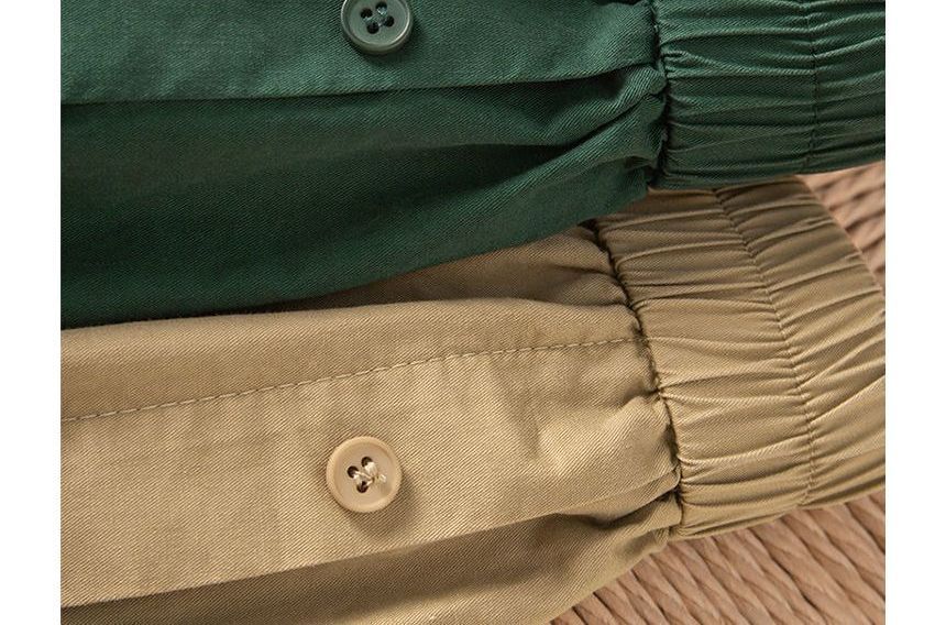 Stretch-Waist Buttoned A-Line Midi Skirt with Clean Lines