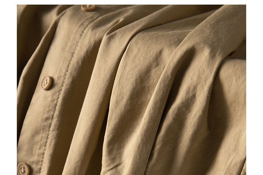 Stretch-Waist Buttoned A-Line Midi Skirt with Clean Lines