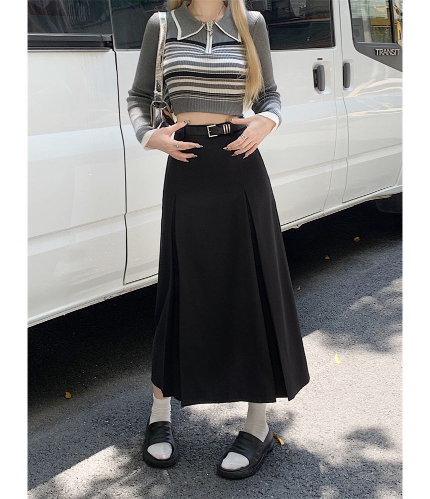 Elevated A-Line Midi Skirt with Smooth Finish