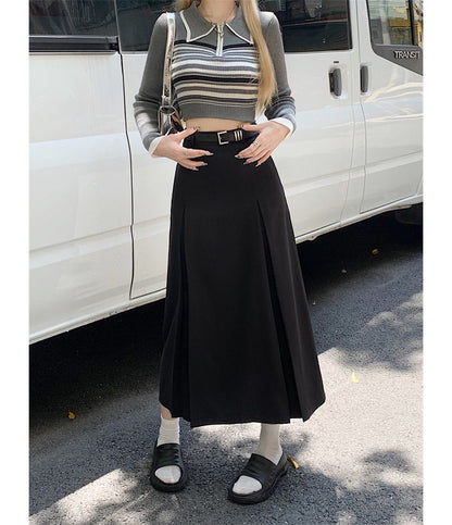 Elevated A-Line Midi Skirt with Smooth Finish